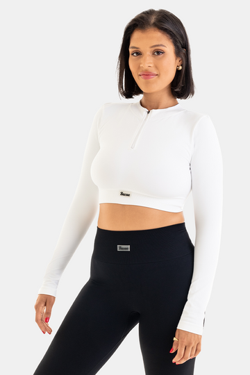 Bacon Active Long Sleeve Seamless Cropped Long Sleeve // White